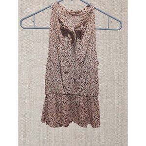 Japna Womens Sleeveless Tiered Leopard Print Blouse Size Small